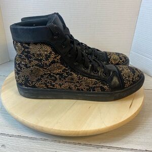 Steve Madden  High Top Sneakers Shoes Black Gold Rhinestone Size 13 M